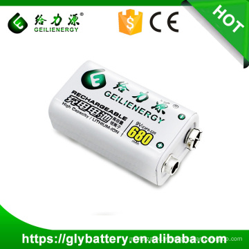 li-polymère 680mah rechargeable 9v li-ion batterie